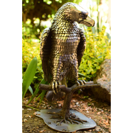 forged eagle standing - stainless steel sculpture